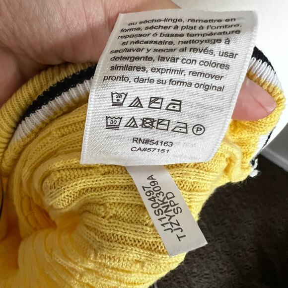 Tommy Hilfiger Yellow Cable Knit Sweater, Preppy Y2K Classic Retro Coastal Large - Picture 6 of 8